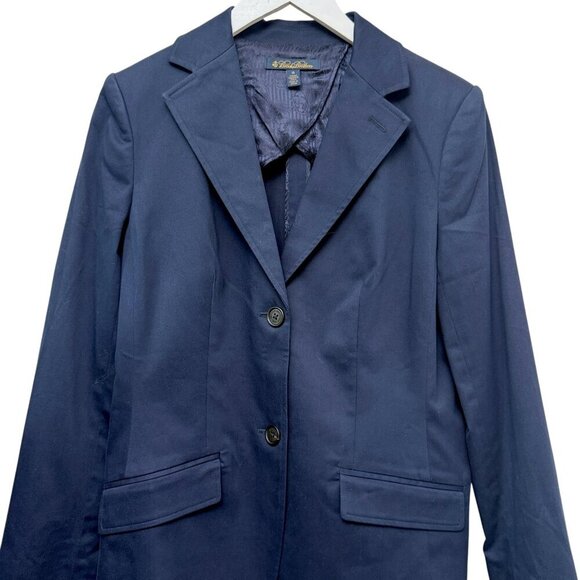 BROOKS BROTHERS Womens Blazer Size 10 Navy Blue Size Cotton Chino Classic Preppy - Picture 4 of 13